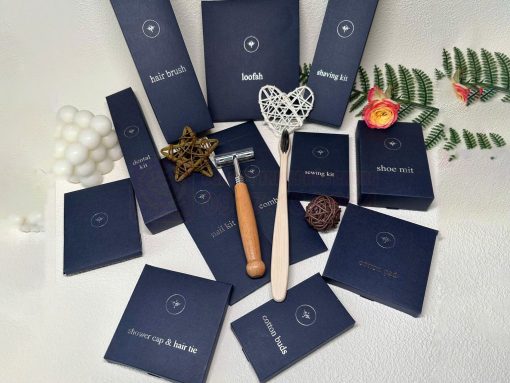 Bộ mẫu Amenities khách sạn hộp giấy xanh tím than