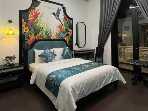 Bộ đệm ga gối khách sạn họa tiết lá tre