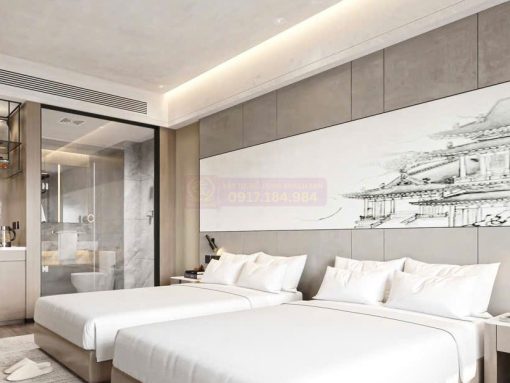 Bộ chăn ga gối khách sạn màu trắng đẳng cấp sang trọng