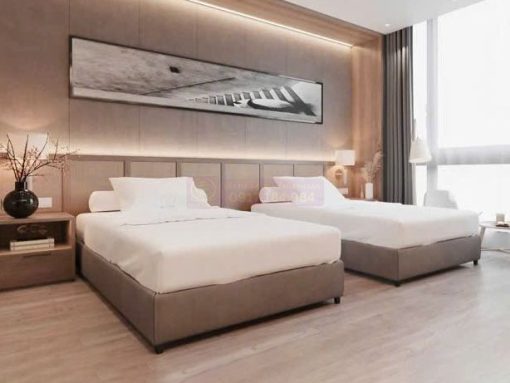 Bộ chăn ga gối khách sạn màu trắng hiện đại