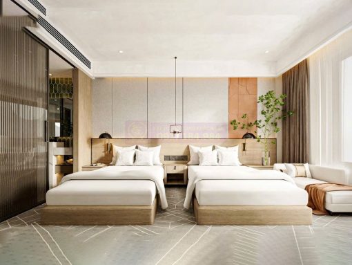 Bộ chăn ga gối đệm giường đôi khách sạn cao cấp