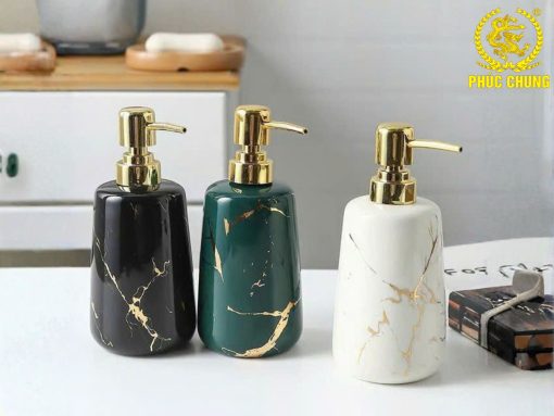 Bình Đựng Dầu Gội Sữa Tắm Vân Đá Cao Cấp – Điểm Nhấn Sang Trọng Cho Phòng Tắm Khách Sạn