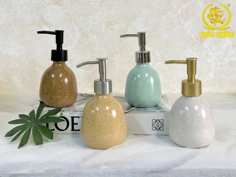 Bình đựng dầu gội sữa tắm khách sạn dáng tròn vân đá