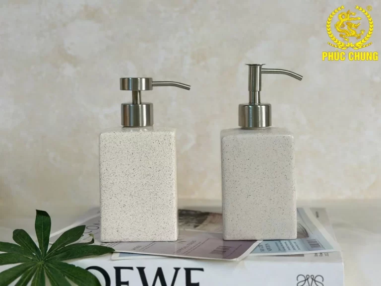 Bình đựng dầu gội sữa tắm khách sạn dáng vuông vân đá