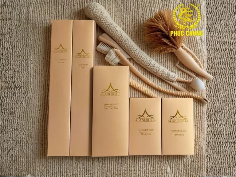 Bộ amenities khách sạn thiết kế hộp giấy đồng bộ