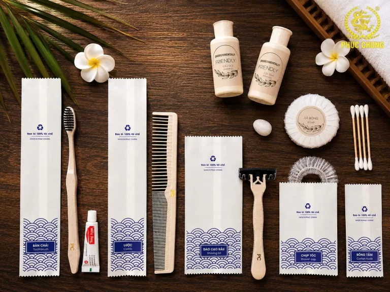 Bộ amenities khách sạn bao bì tái chế thân thiện môi trường