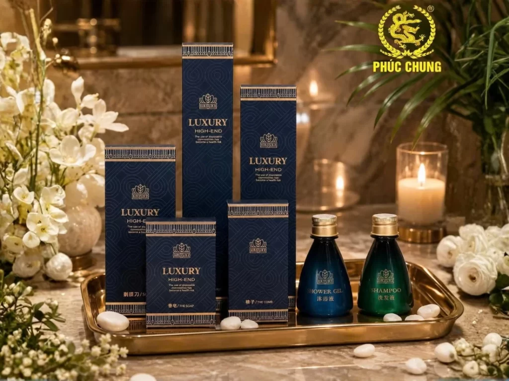 Bộ amenities khách sạn cao cấp phong cách sang trọng