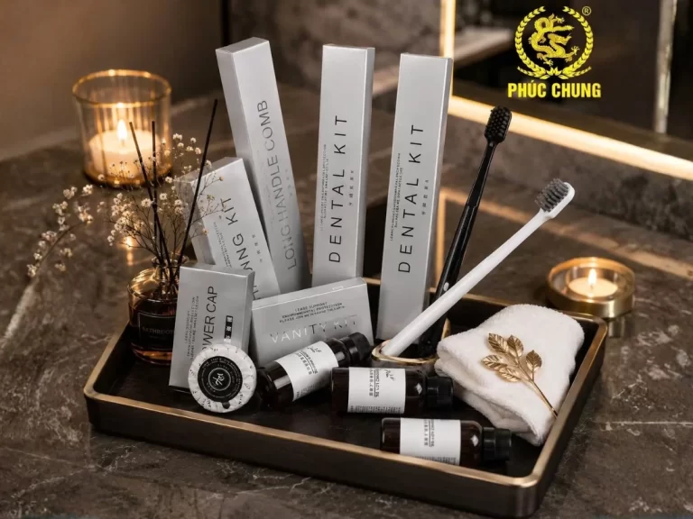 Bộ amenities khách sạn thiết kế tối giản hiện đại
