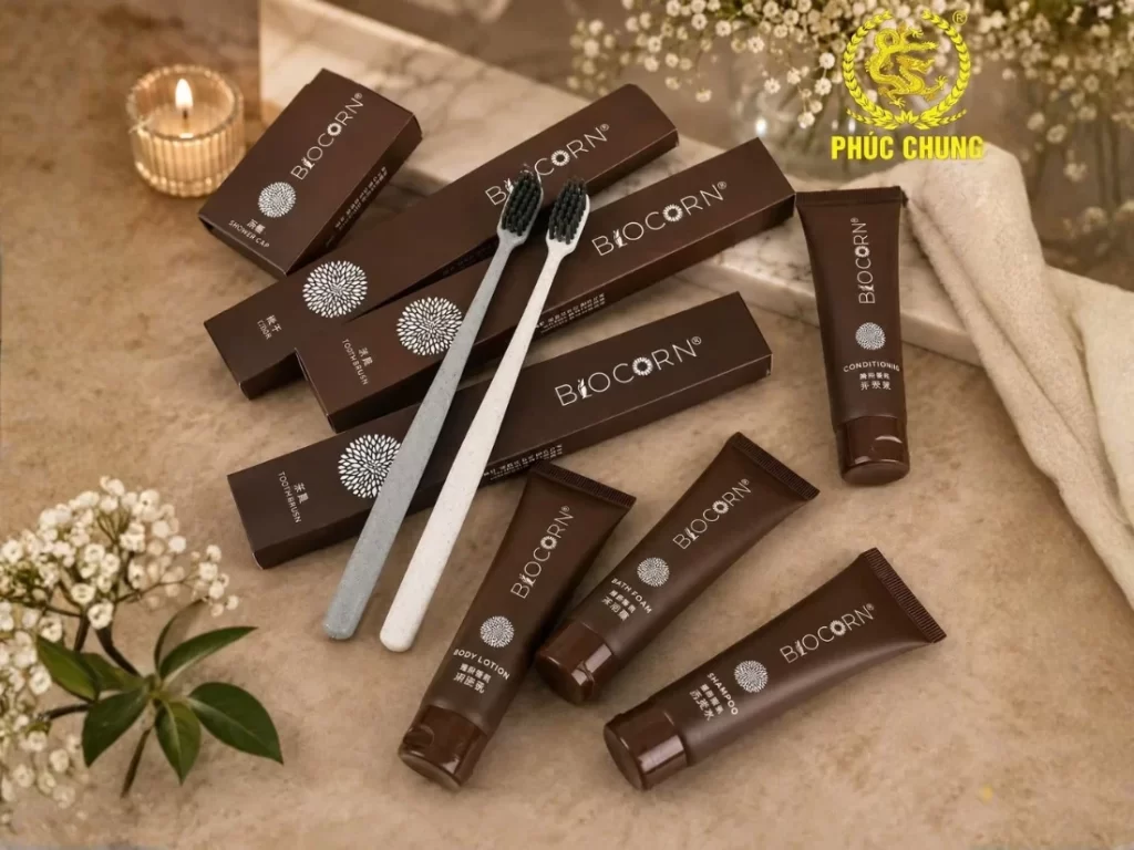 Bộ amenities khách sạn tông nâu sang trọng