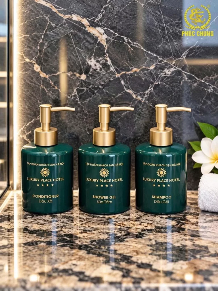Bộ Bình Đựng Dầu Gội – Sữa Tắm Luxury Place Hotel | Sang Trọng, Đồng Bộ Nhận Diện